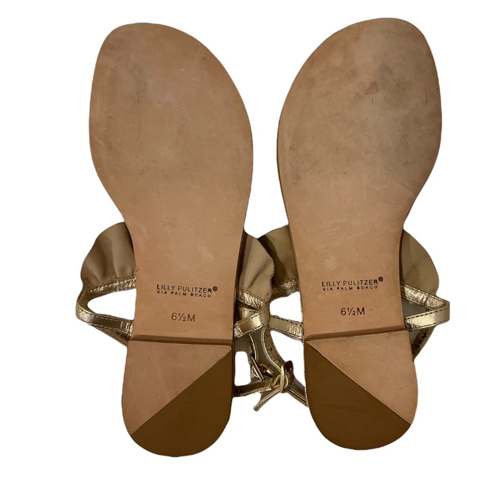 Lilly Pulitzer Gold and Silver Ruffle Thong Sandals - Picture 6 of 9